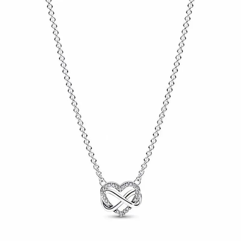 Nuevo original Plata de Ley 925 chapada brillante en forma de corazón collar pulsera mujer regalo de cumpleaños del Día de San Valentín joyería DIY