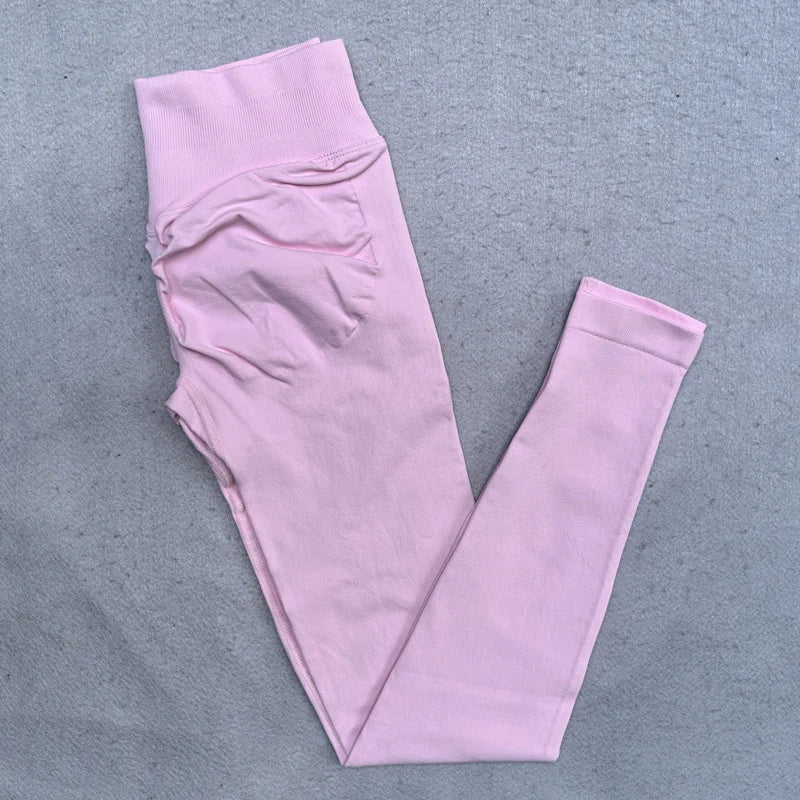 Leggings de mujer Scrunch Bum Gym Legging sin costuras Yoga Legging entrenamiento pantalones de Yoga cintura baja acanalada medias deportivas