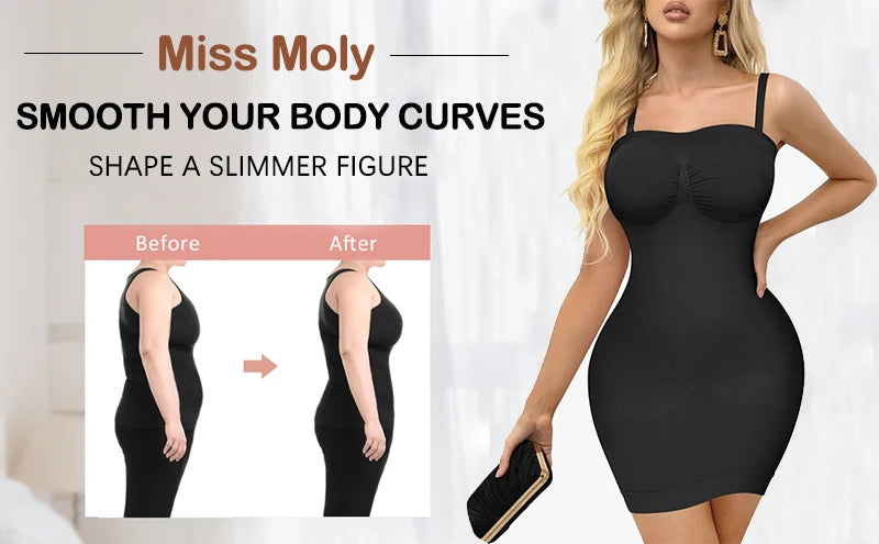 Ropa moldeadora sin tirantes para mujer, deslizadores completos para debajo de los vestidos, contracción Invisible del vientre, Control de barriga, vestido moldeador de cuerpo adelgazante