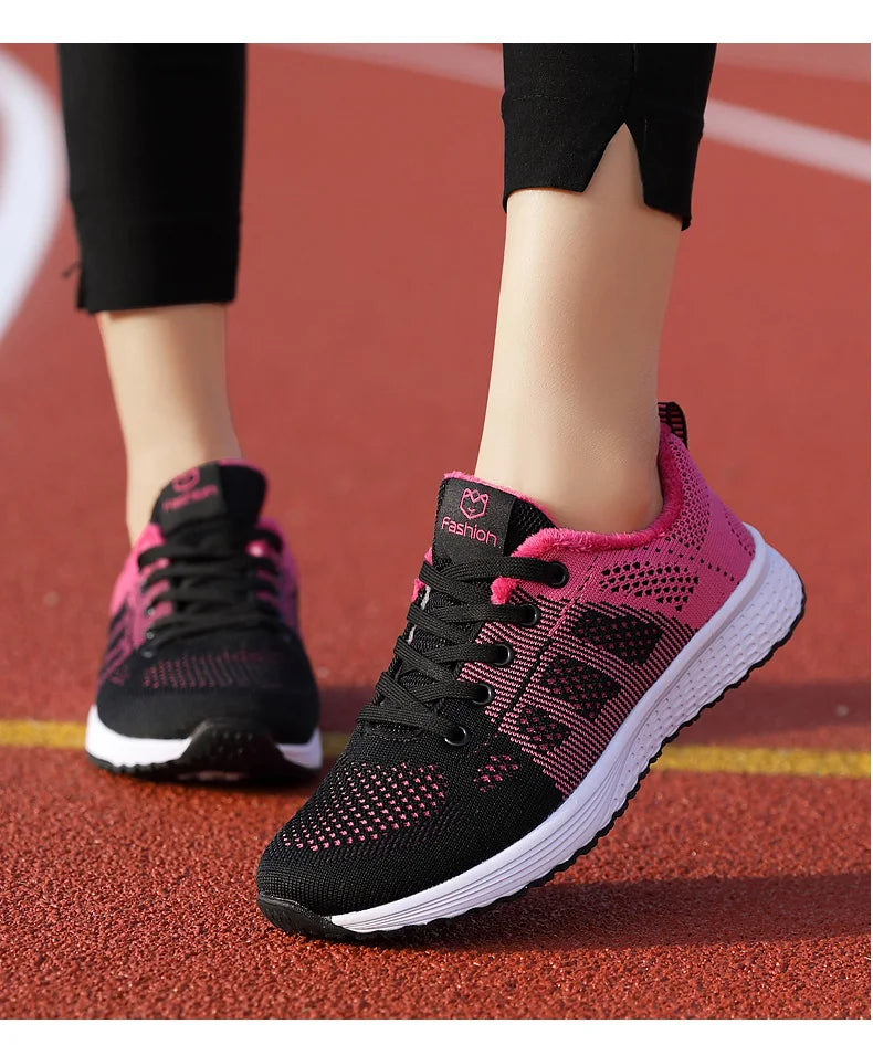 2024 zapatos deportivos para mujer, zapatillas de plataforma a la moda, zapatos planos para correr para primavera e invierno para mujer