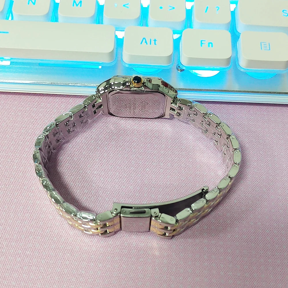 Relojes de lujo para mujer, relojes de pulsera cuadrados de cuarzo de marca clásica para mujer, correa de aleación, reloj de pulsera de negocios para mujer