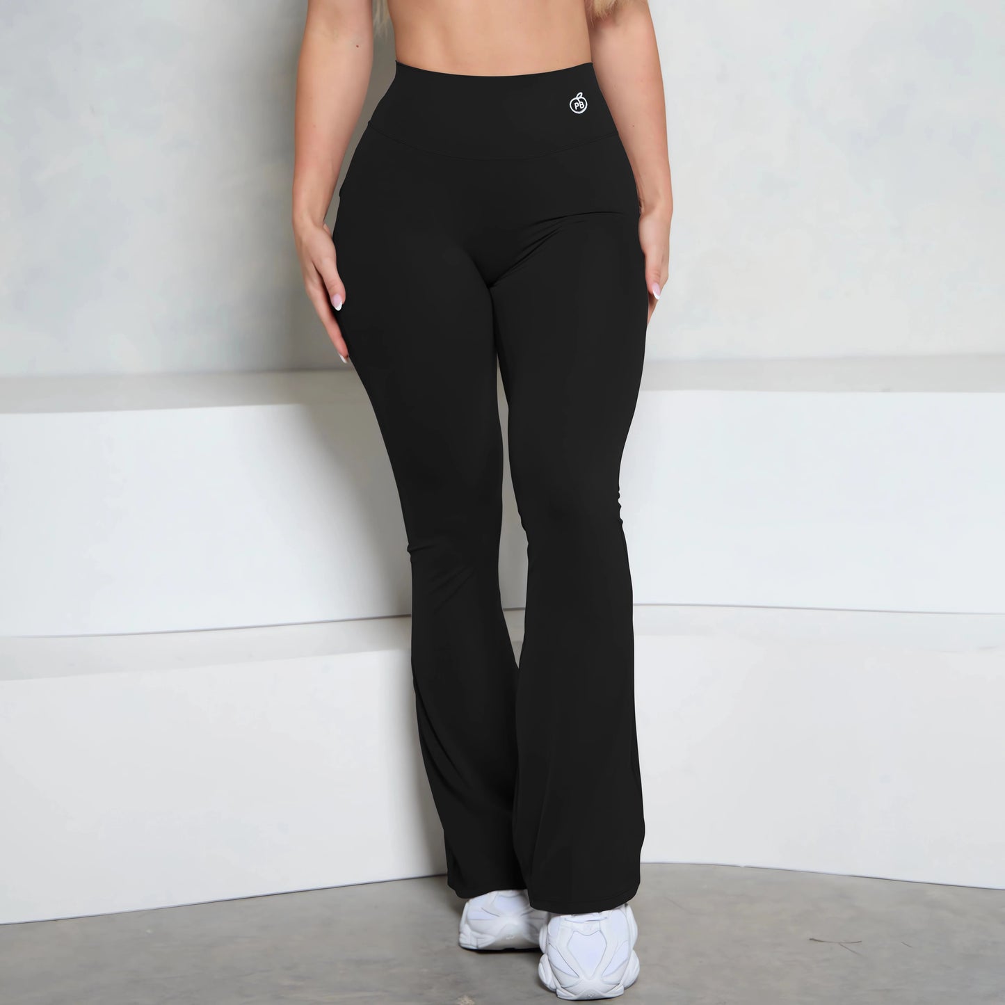 BUM gris bolsillo acampanado Scrunch Butt pantalones PB mujeres ajustado Sexy pantalones de cintura alta Push Up deporte Fitness Flare Leggings