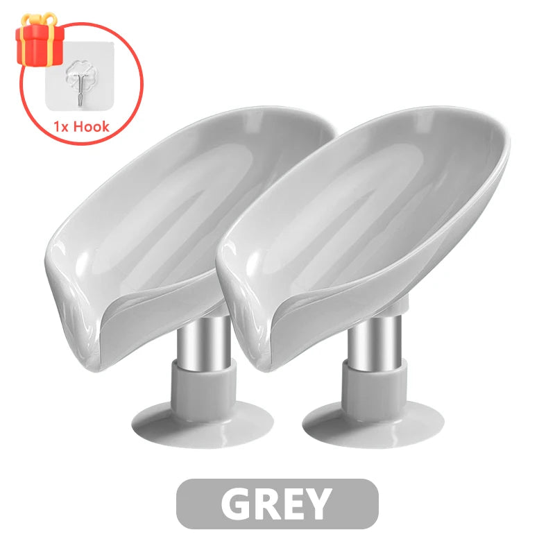 Soporte para jabón, escurridor de agua, jabonera con forma de hoja, escurridor de jabón para ducha, ventosa, contenedor de jabón, accesorios modernos para baño