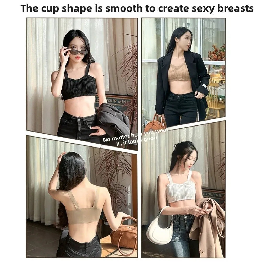 Wave Shape Wireless Deep V Bra Shockproof Anti-sagging Brassiere for Women Gathered Breasts Close-fitting Push Up Underwear