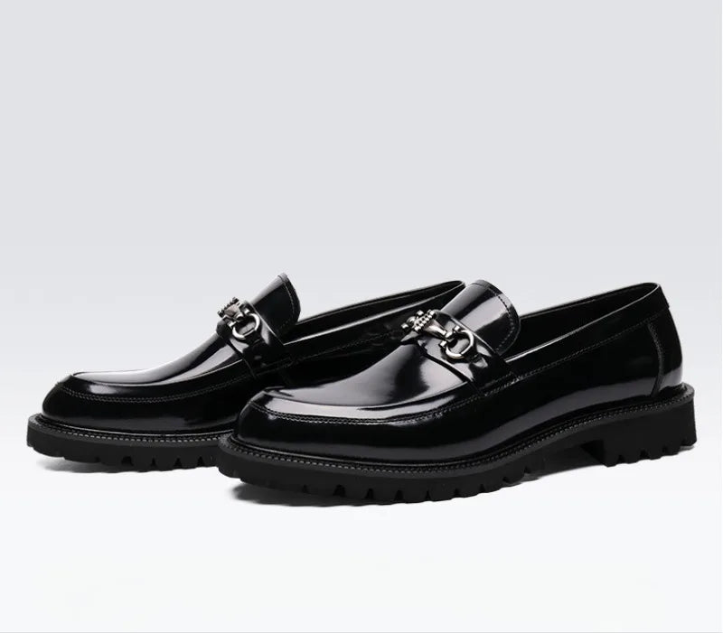 Zapatos de vestir de cuero para hombre, hebilla de calle de caballo, zapatos Oxford de alta calidad para hombre, zapatos formales para fiesta de boda y oficina, talla grande 38-48