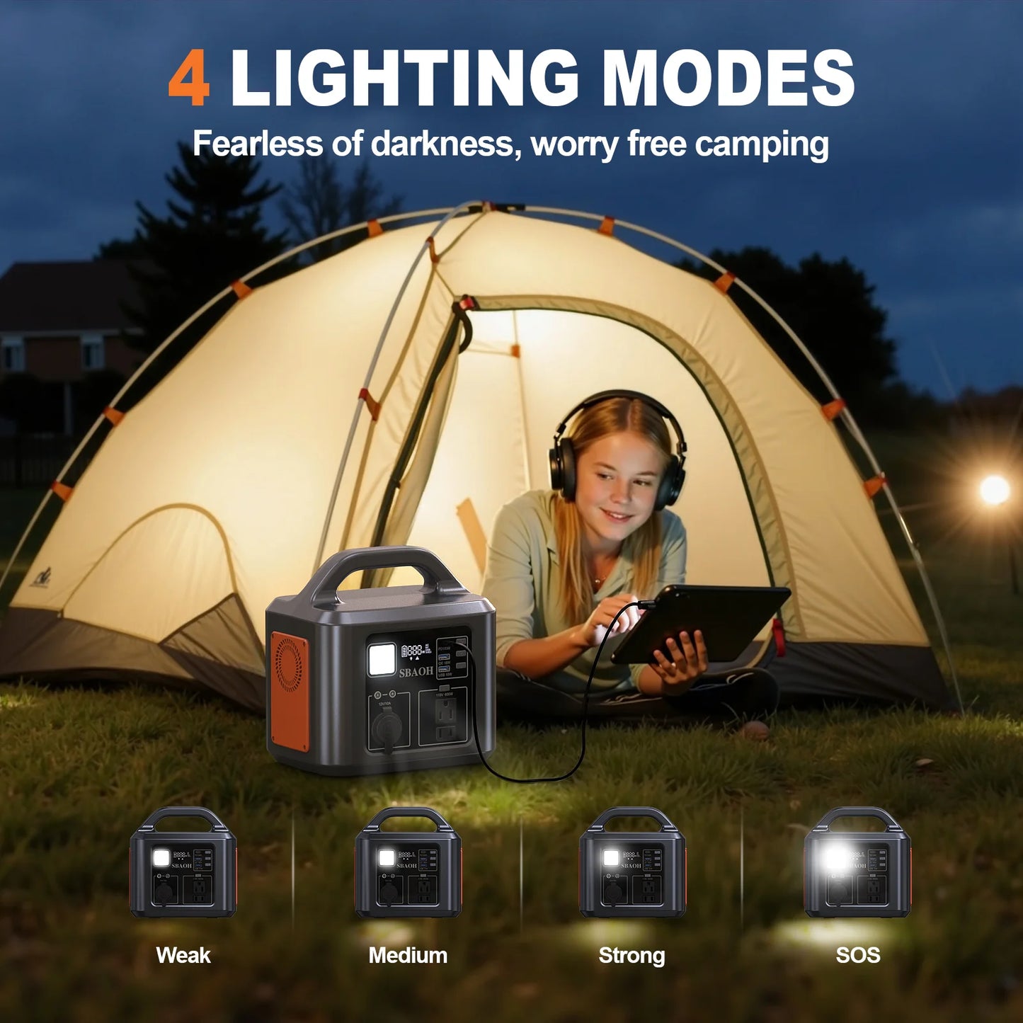 Estación de energía portátil para exteriores, 538,7Wh, 600W, con entrada de carga Solar, 100W PD USB-C, QC3.0, toma de corriente CA, Camping al aire libre