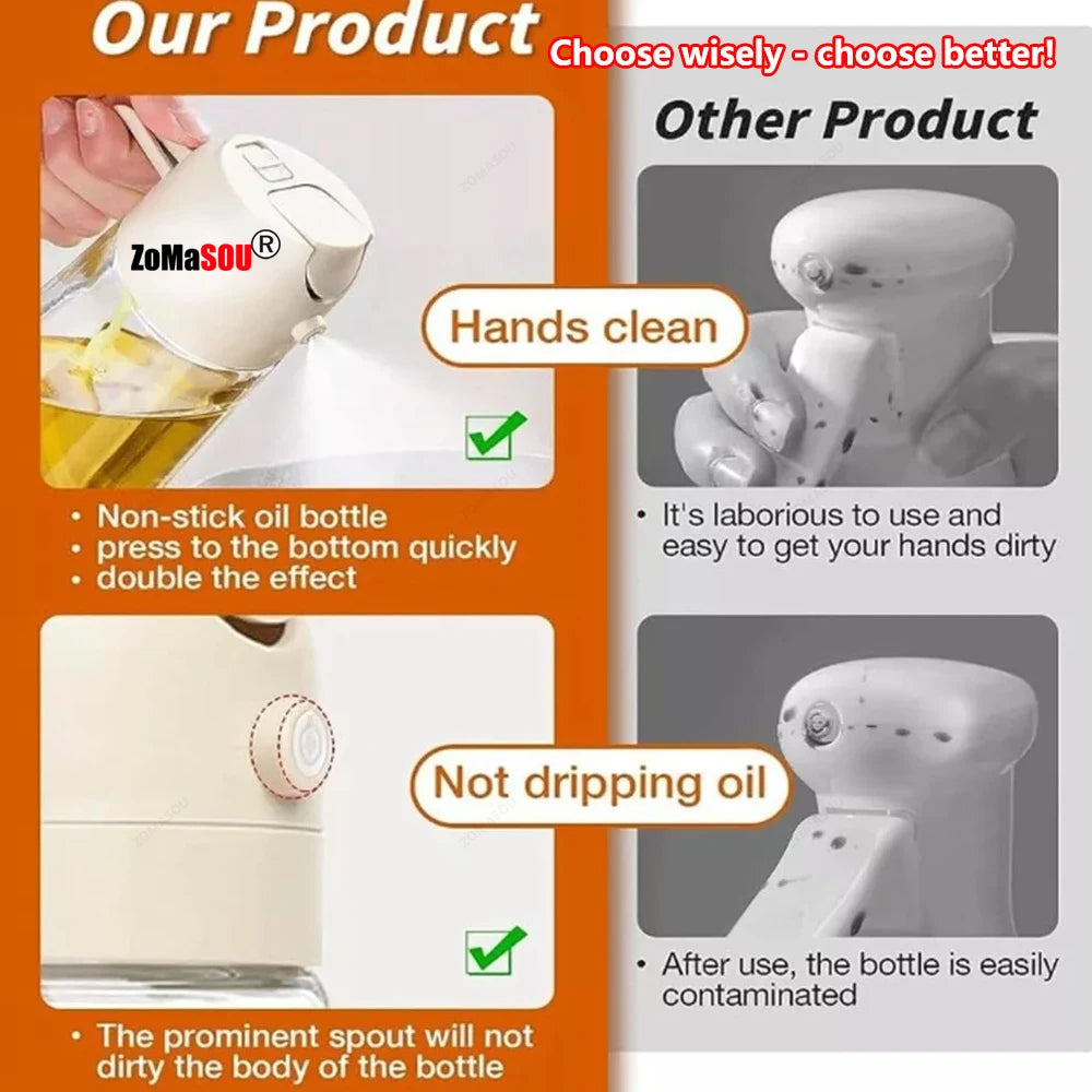 Dispensador de aceite 2 en 1, pulverizador, botella de aceite vertedor, contenedor de aceite de plástico, vaporizador para cocina, ensalada, barbacoa, cocina de acampada