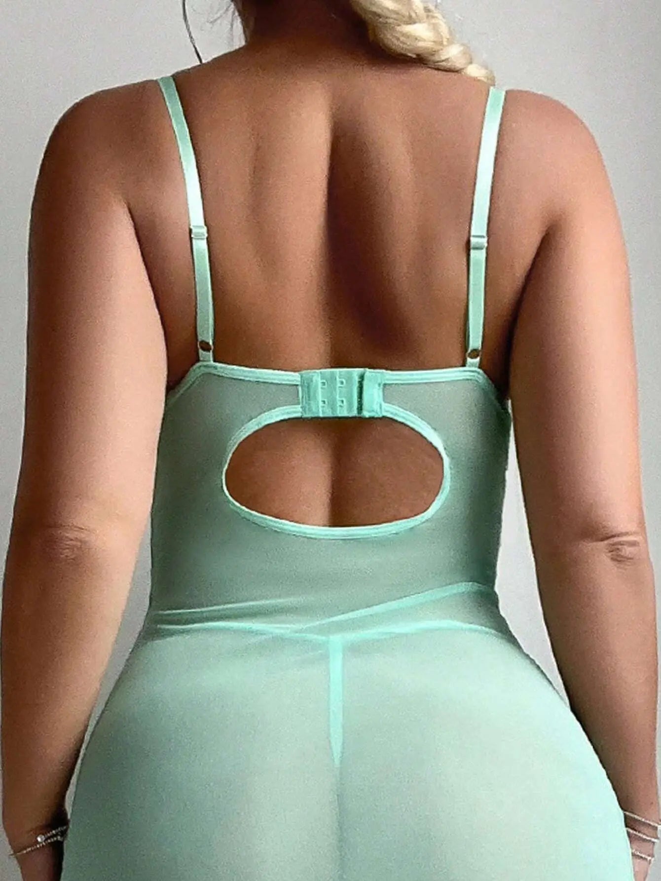 Lenceria Porn Sexy Tul Seductor Encaje Espalda Abierta y Abertura Alta Azul Claro LencerÃa Sexy Trajes De Mujer