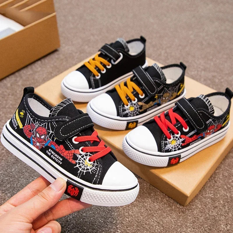 Zapatos de lona Disney para niños, zapatillas de deporte de Spiderman para niños, zapatos antideslizantes para estudiantes, zapatos deportivos de fondo suave para exteriores