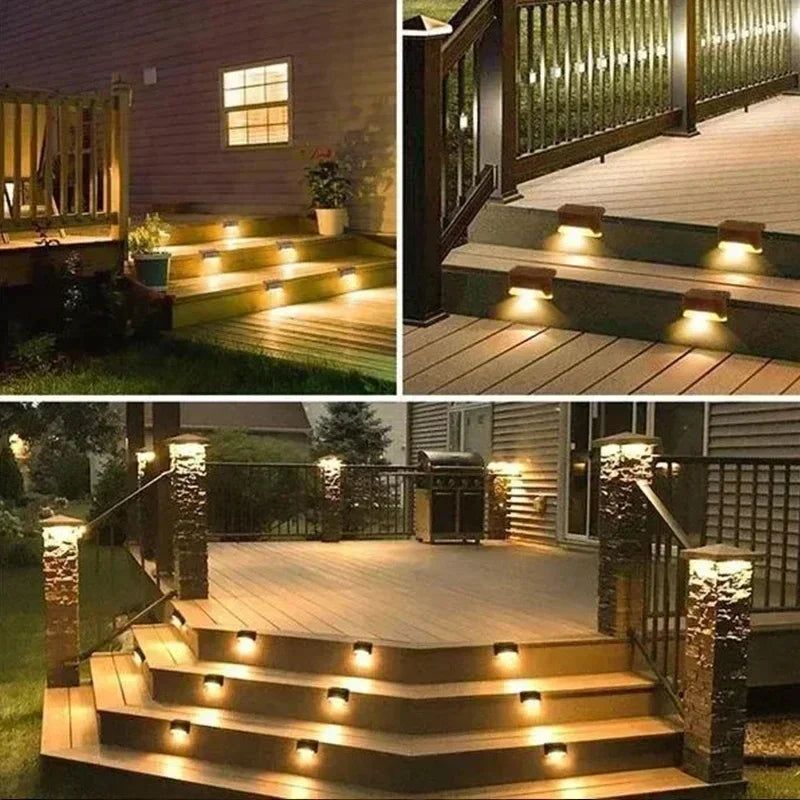 1/4/8/12/Uds luces LED solares luz de jardÃÂn al aire libre lámpara de cubierta luz Solar de escaleras lámpara de paso Solar impermeable decoración de jardÃÂn y Patio