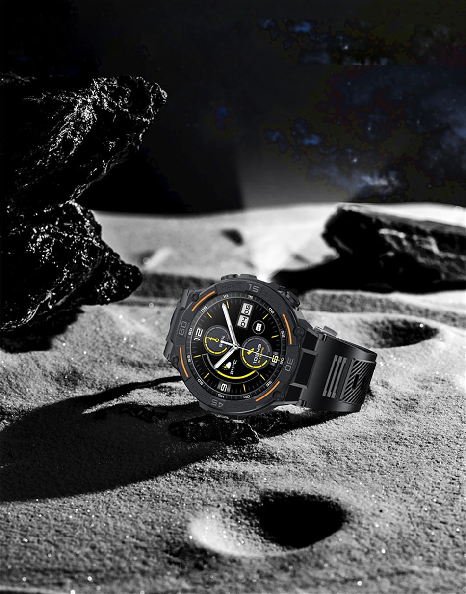 Reloj inteligente militar para hombre, dispositivo con pantalla HD de 360x360, linterna, control de la salud, resistente al agua, control del ritmo cardÃaco, llamadas BT, para Android e IOS