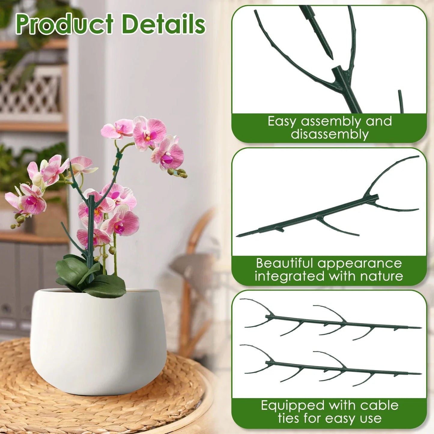 30/3 Uds. Soporte para plantas, estaca de vid trepadora, varilla de fijación para bonsái, soporte para estacas para plantas de jardín, soporte para flores para plantas en macetas