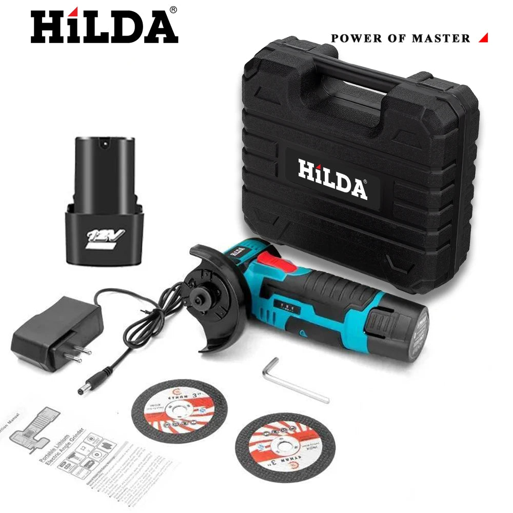 Mini amoladora angular recargable en miniatura HILDA de 12V con baterÃa, amoladora pulidora de hoja de corte para cortar diamante inalámbrico