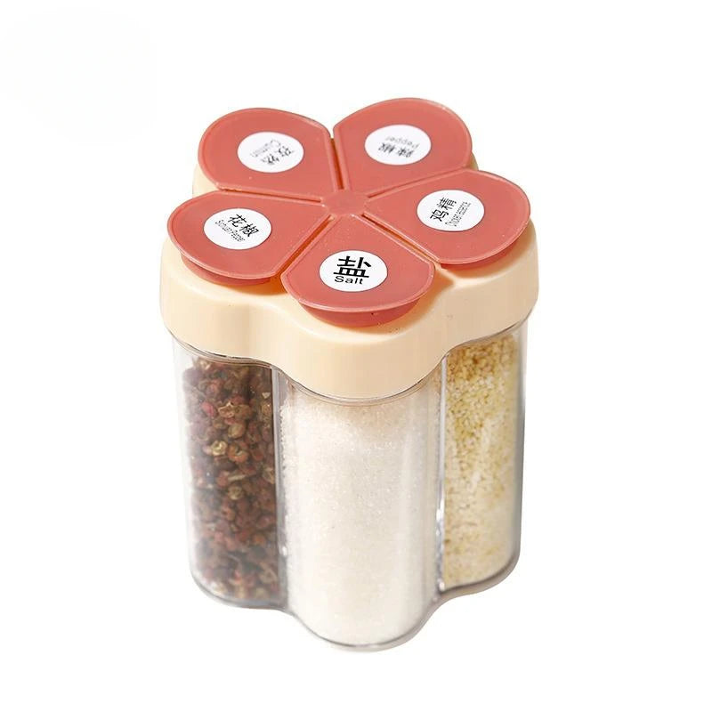 Tarro de condimentos para acampar con tapas, compartimento transparente para especias para cocinar al aire libre, barbacoa, salero y pimienta, Camping al aire libre