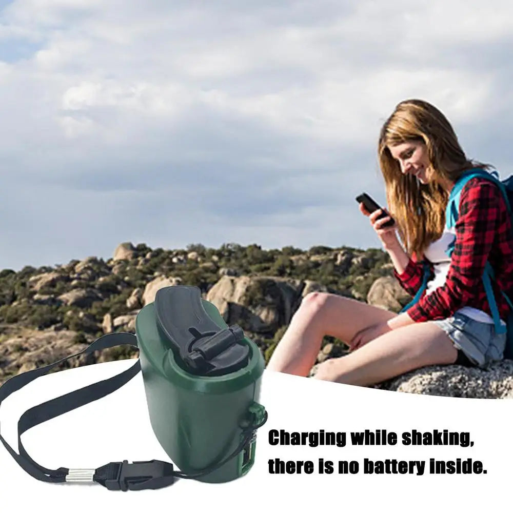 Cargador de emergencia portátil USB de 5V para teléfono móvil, manivela de potencia D ynamo para acampar al aire libre, cargador de viaje con luz Led