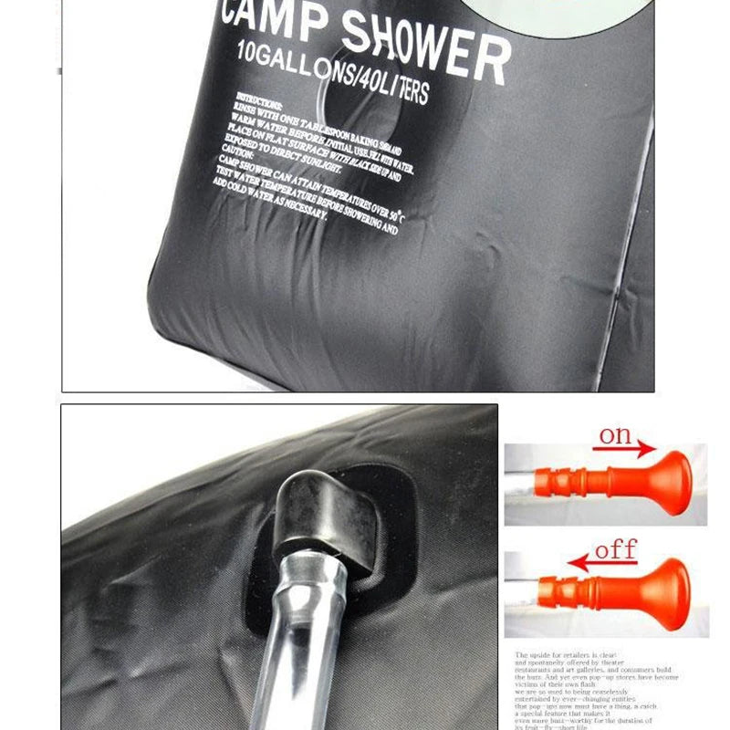 Bolsa de agua 40L cabezal de ducha energía Solar calentamiento rápido Camping bolsa de ducha Camping pesca senderismo bolsa de almacenamiento de agua bolsa de baño