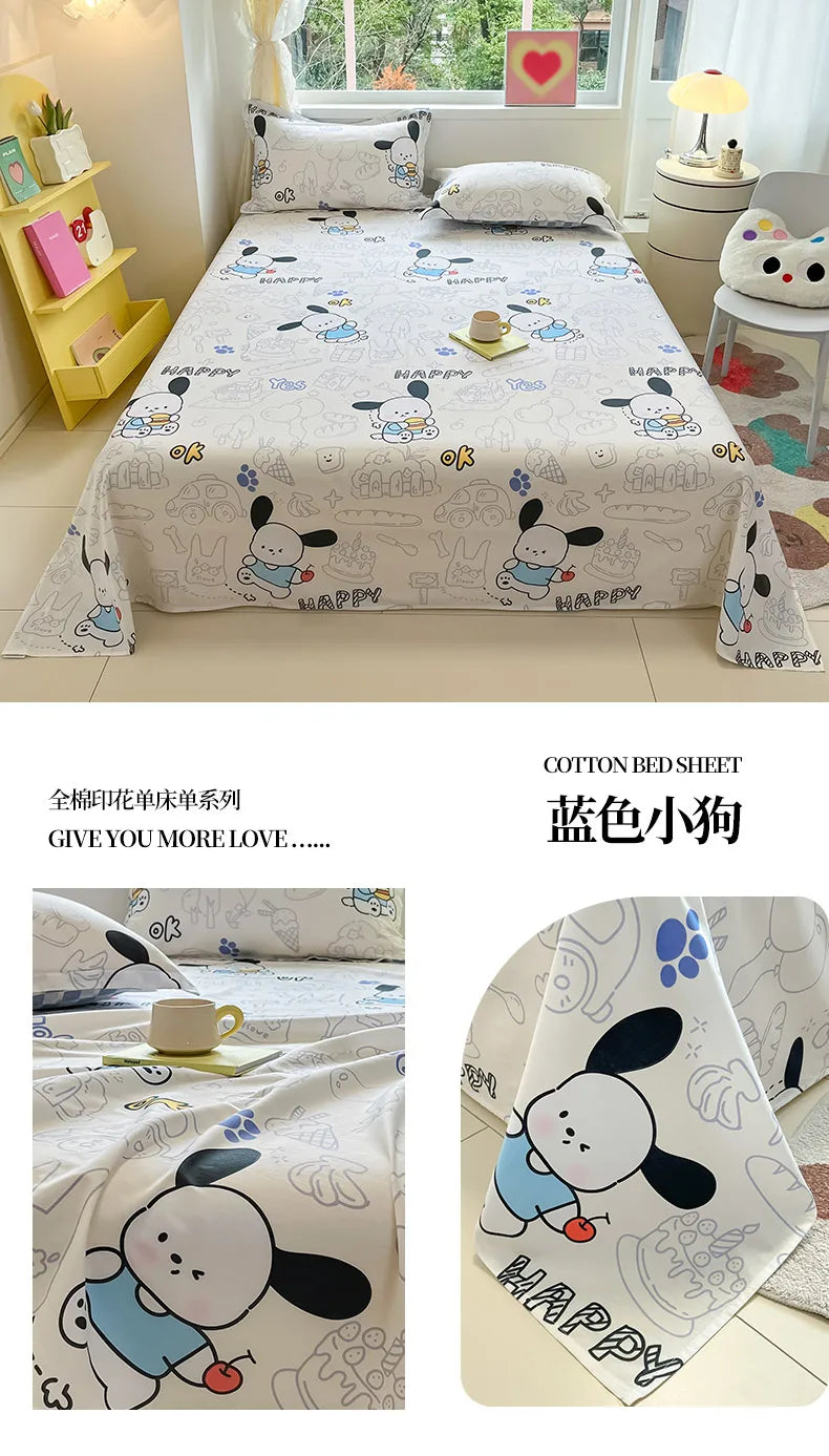 Sábana de algodón 100% con estampado de flores, sábanas dobles para niñas y niños, ropa de cama individual Queen King Size, 1 Uds.