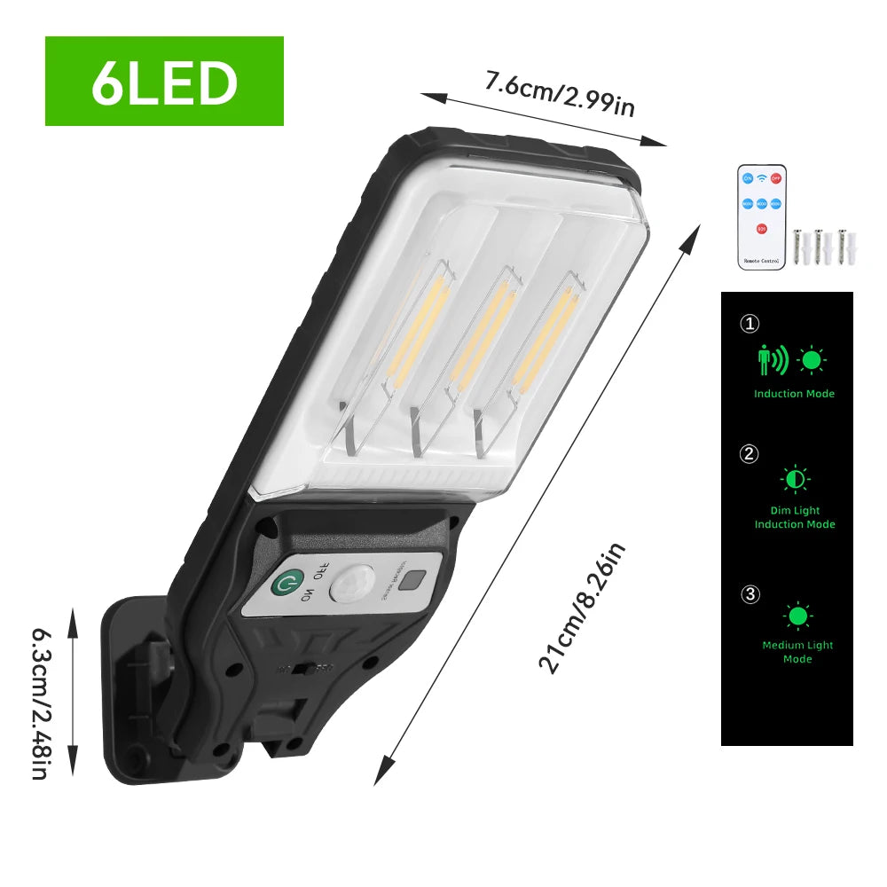 Lámpara Solar de pared con Sensor de movimiento para exteriores, modo de iluminación, 9 rejillas, Cob, iluminación de camino de patio y jardÃÂn