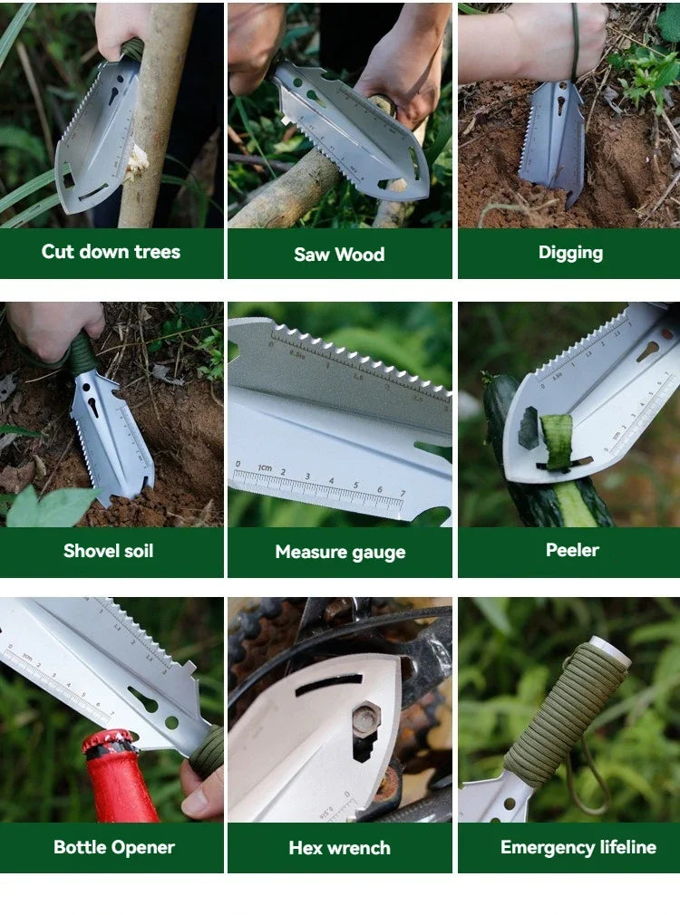 Pala Pinic portátil para acampar, herramienta de supervivencia multifuncional para exteriores, equipo de jardín
