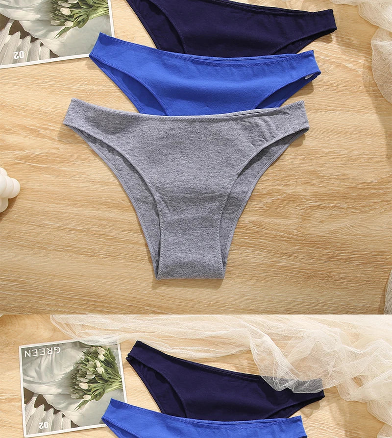 FINETOO-Conjunto de bragas de M-XXL para mujer, lencerÃa de algodón, ropa interior Sexy, 7 colores sólidos