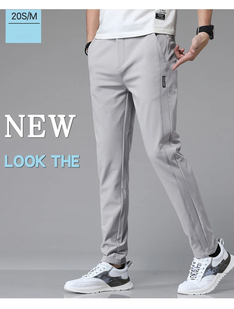 Pantalones informales rectos ajustados elásticos ultrafinos para hombre, pantalón deportivo de Golf transpirable de alta calidad, primavera y verano, 2024
