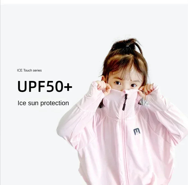 Ropa de protección solar para niños, chaqueta de protección solar de seda helada para exteriores, resistente a los rayos UV, chaqueta de protección solar para juegos al aire libre de verano