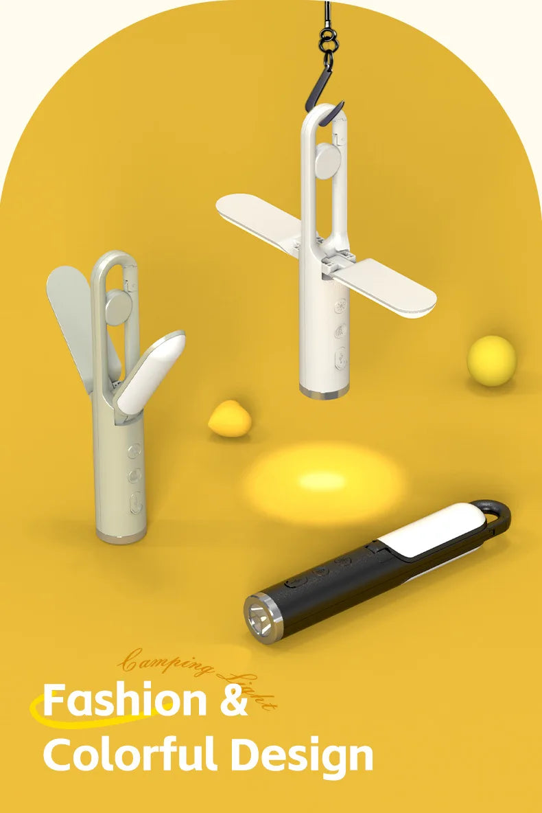 Linterna de Camping UltraBrillante con Linterna y Modo SOS - Plegable, Carga Tipo-C, Impermeable IP53 para Senderismo/Reparaciones de Emergencia