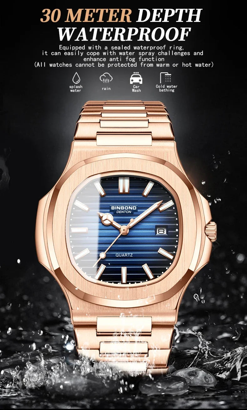 Nuevo Reloj informal de negocios de oro rosa, Reloj de lujo para Hombre, relojes automáticos, relojes de pulsera de cuarzo de alta moda para Hombre, regalos, Reloj para Hombre