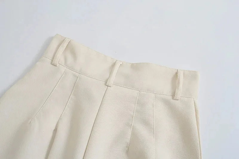 TRZA, pantalones rectos elegantes a la moda para oficina para Mujer, pantalones Vintage de cintura alta con cremallera, pantalones para Mujer