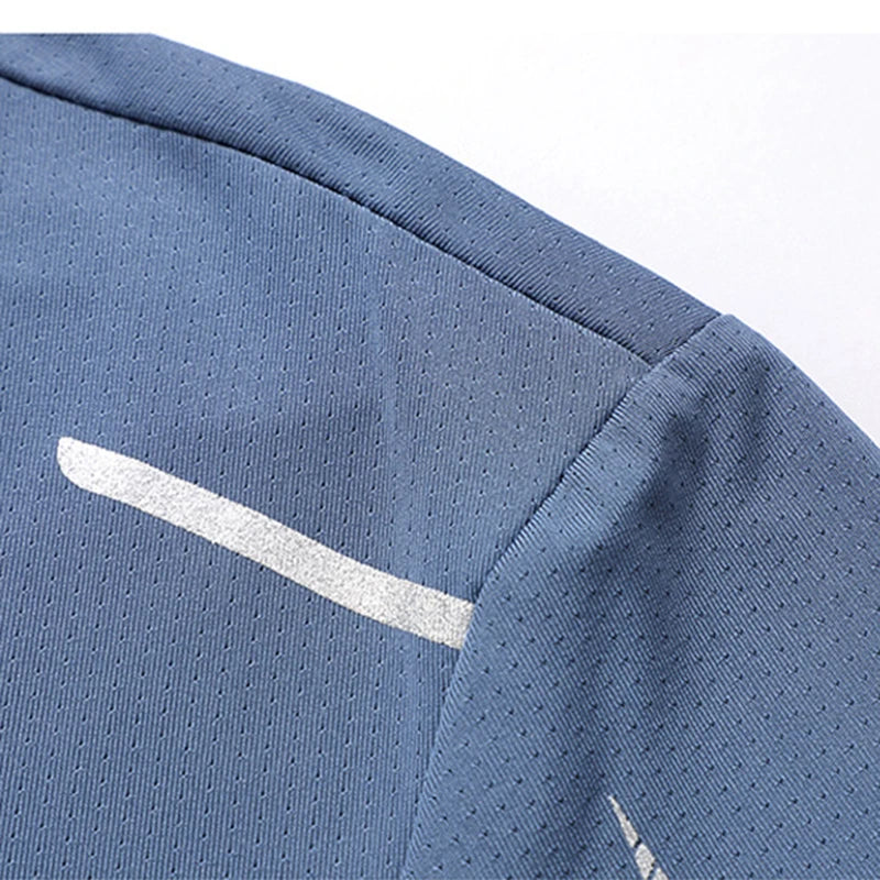 CHRLCK-camisetas de secado rápido para correr para hombre, camisetas transpirables para senderismo y pesca, Camisa corta para deportes al aire libre de elasticidad suave, verano