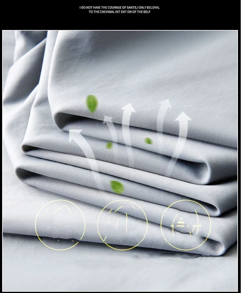 Pantalones informales finos de tela de seda de hielo suave para hombre, pantalón recto de estilo coreano, de alta elasticidad, marca de lujo, verano 2024