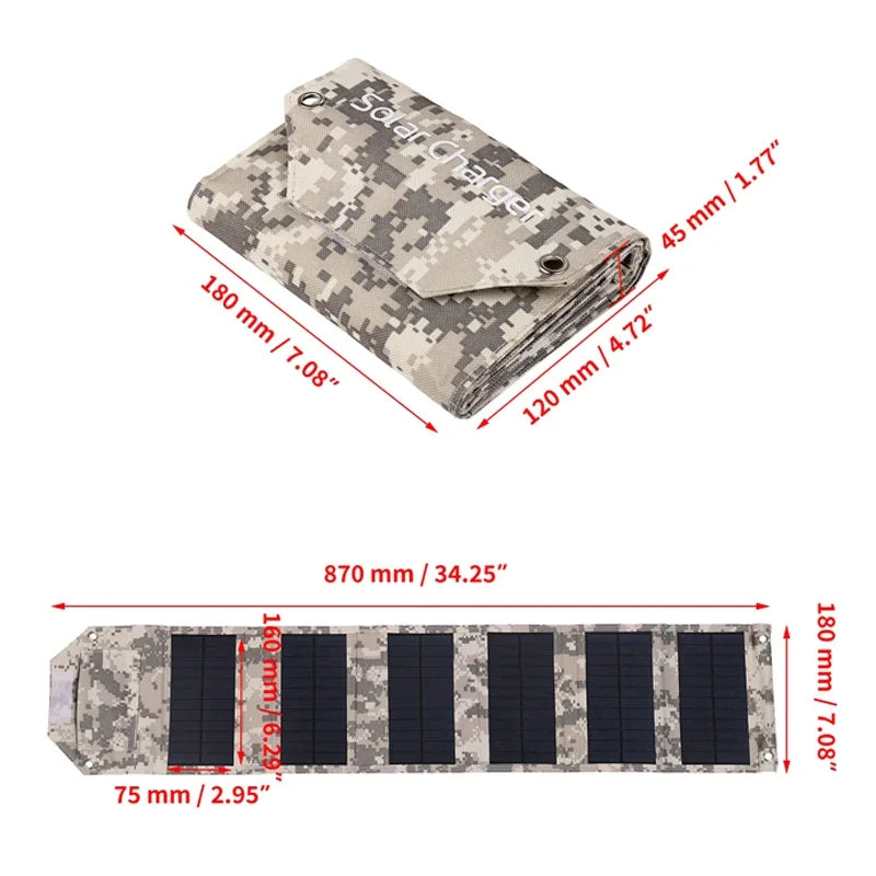 Panel Solar plegable de 60W, 80W, 100W, 5V, USB, bolsa plegable portátil, cargador de batería para teléfono, Camping al aire libre, Banco de energía impermeable
