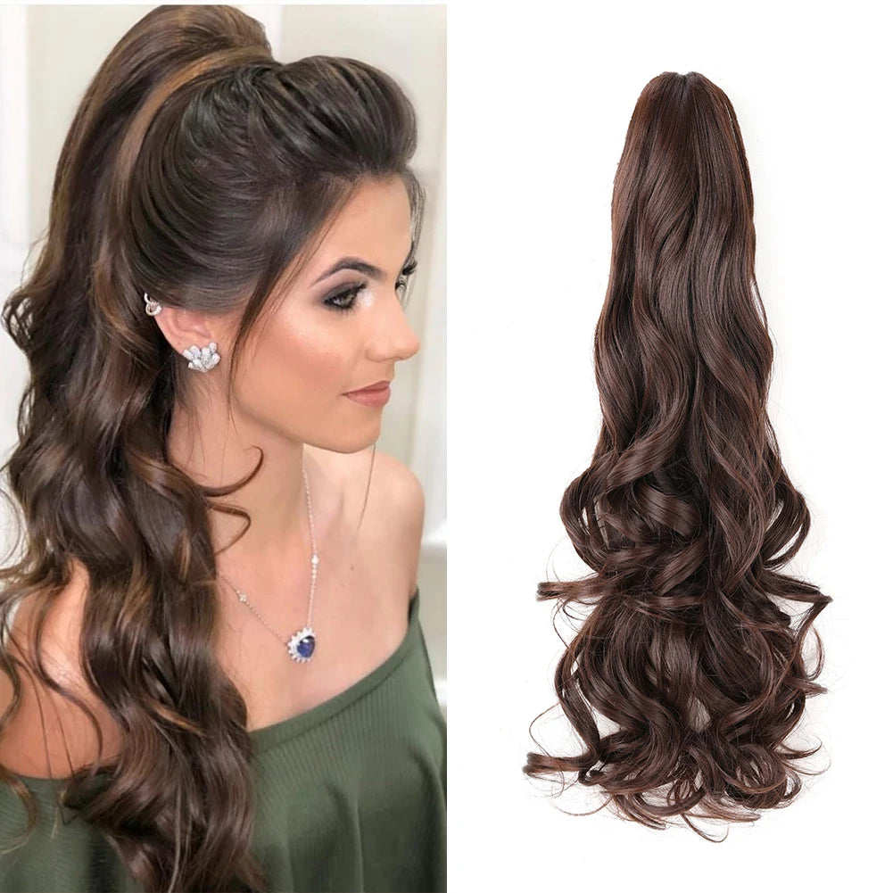 Extensión de cola de caballo, pinza sintética en postizo, extensiones de cabello de cola de caballo onduladas y rizadas, peluca larga de cola de caballo para mujer