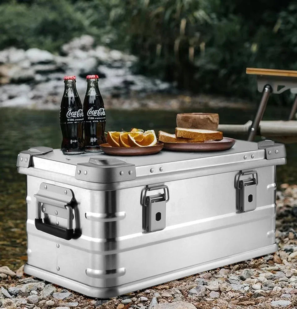 30-80L Camping Picnic viaje aleación de aluminio caja de gran capacidad accesorios bolsa de almacenamiento accesorios de senderismo almacenamiento al aire libre