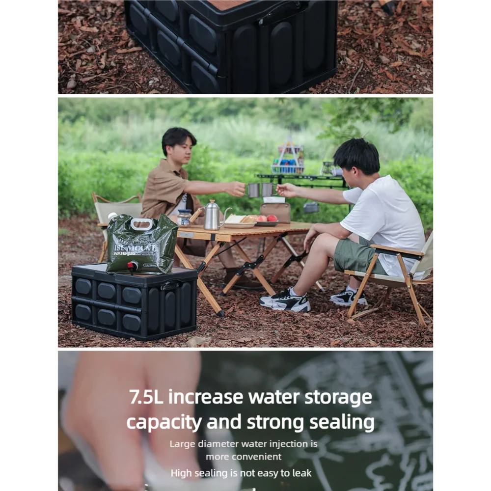 TARKA-bolsa de agua plegable para acampar, 7,5l, bolsa de agua portátil para exteriores, jarra de agua, cubo de agua con válvula de agua para Picnic, campamento y escalada