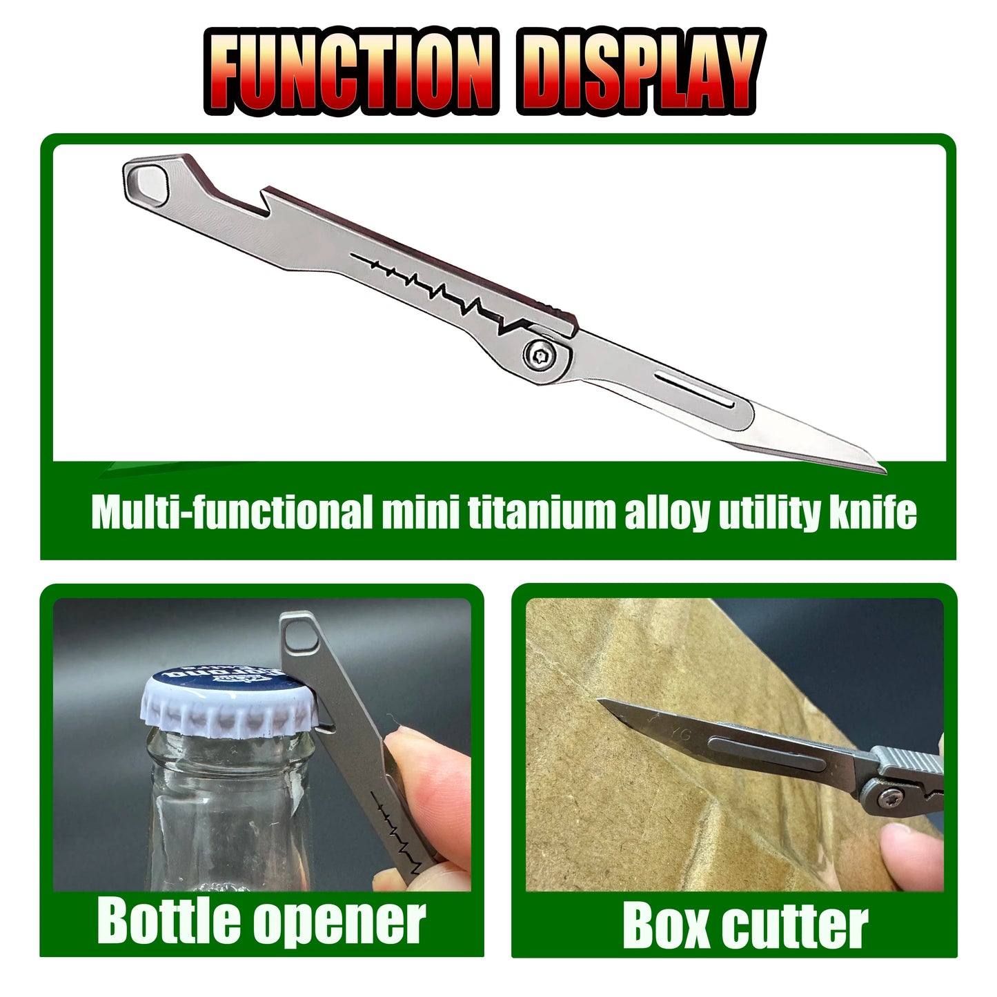 Mini abridor de botellas de titanio, cuchillo de utilidad plegable, multifunción, portátil, desembalaje, llavero de mensajería, herramienta EDC para acampar al aire libre