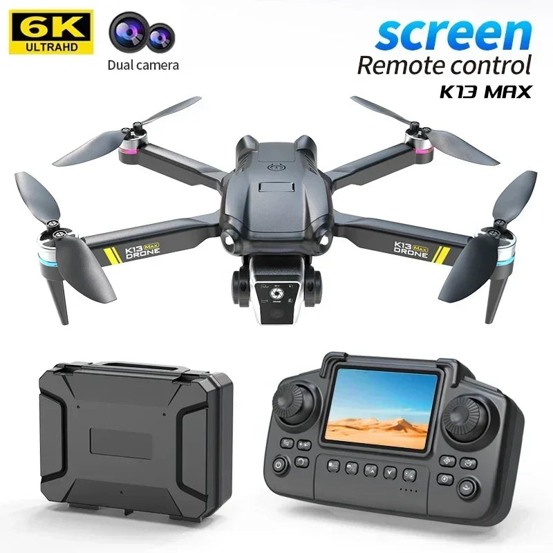 K13MAX Drone profesional RC 8K cámaras HD WIFI FPV altura mantener gesto fotografÃa plegable Quadcopter pantalla Control remoto juguete