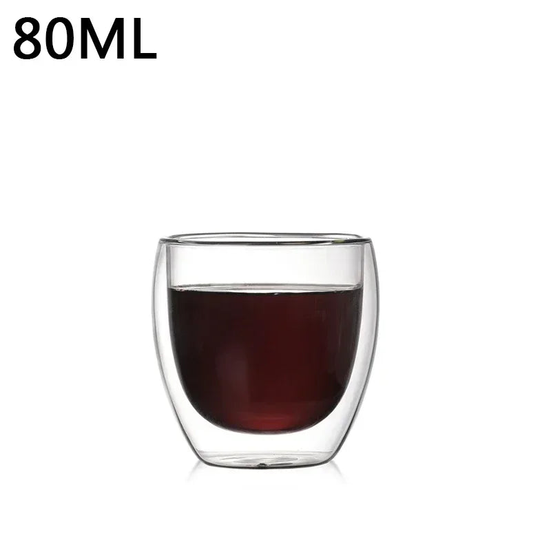 1-6 uds 80-450ML resistente al calor taza de cristal de té de doble pared cerveza café hecho a mano creativo bebida fría juego de vajilla transparente