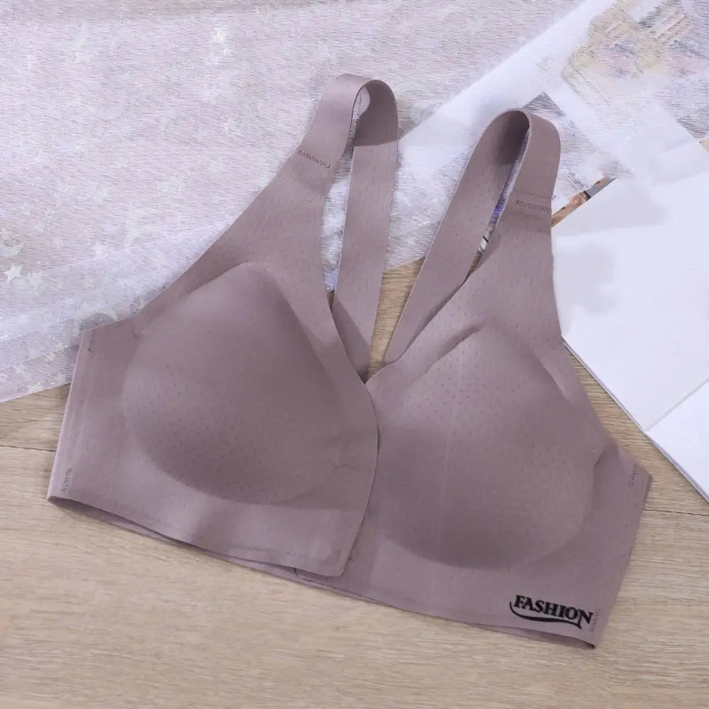 Sujetador inalámbrico con hebilla frontal en V profundo, sujetador antiflacidez a prueba de golpes para mujer, lencería de Copa grande, sujetadores sin costuras para niñas y mujeres