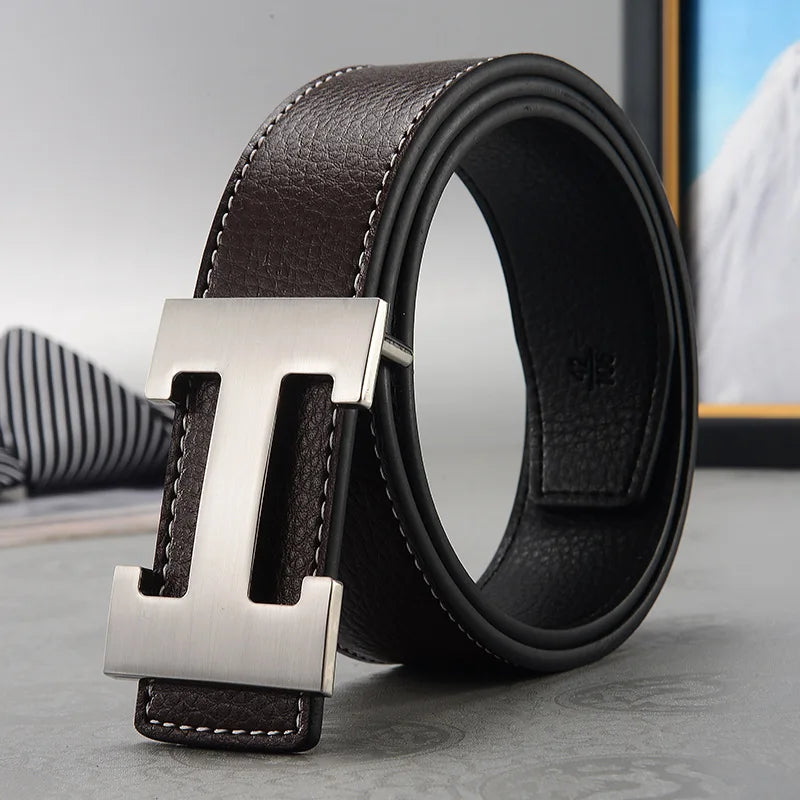 Cinturón de cuero genuino de lujo para hombre y mujer, correa de Metal de 3,8 cm de ancho, de alta calidad, a la moda