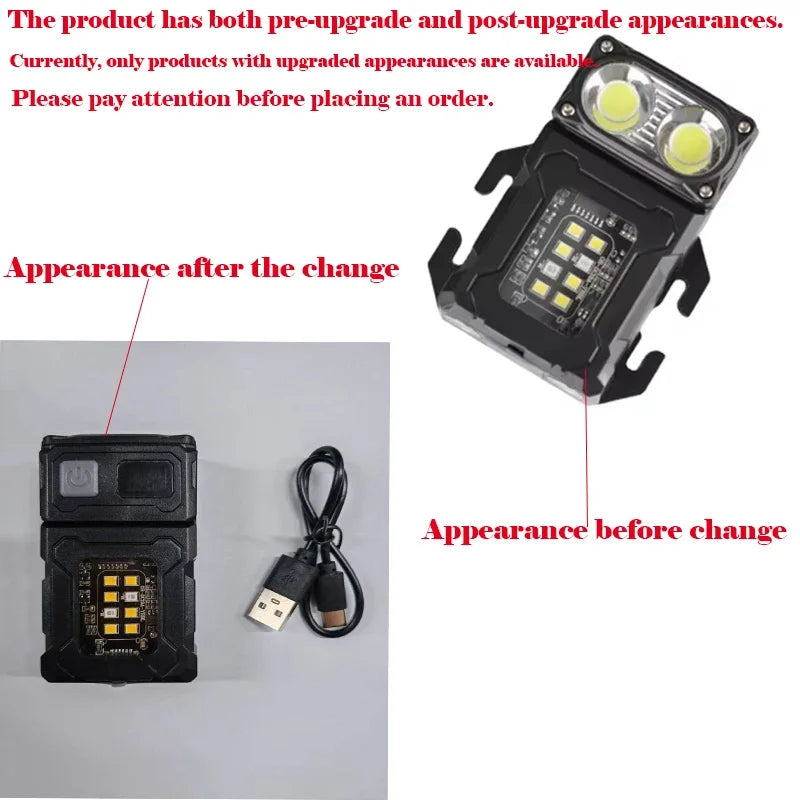Luz de trabajo al aire libre Mini imán portátil LED USB recargable luz de Camping con mochila correa Clip herramientas de senderismo