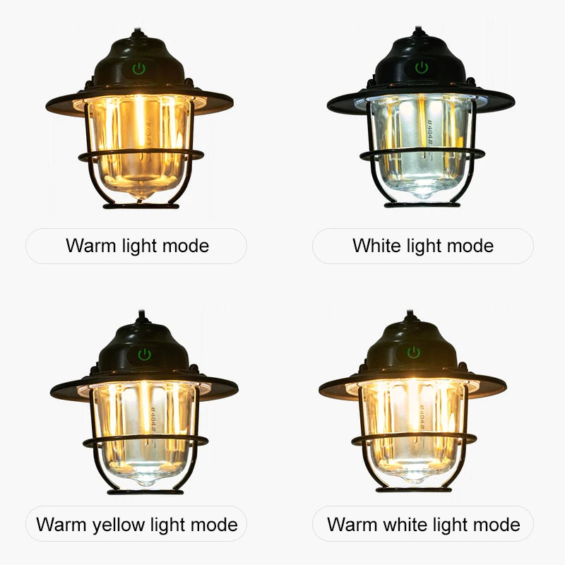 Linternas portátiles para acampar, lámpara colgante Retro para tienda, luz de Camping regulable impermeable, 1200mAh para senderismo, pesca, linterna de emergencia