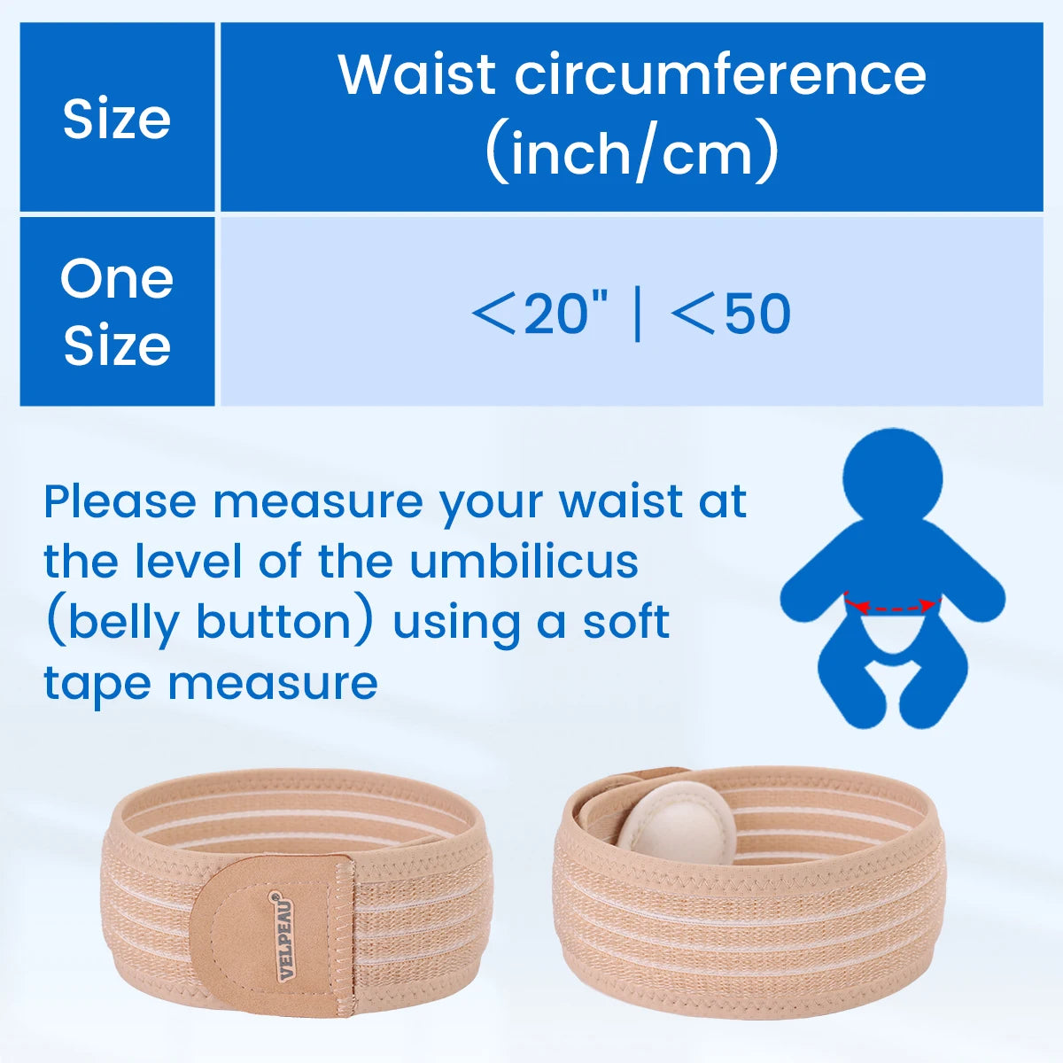 VELPEAU-Cinturón de Hernia Umbilical para bebé, envoltura de ombligo infantil, Truss, carpeta Abdominal con 3 almohadillas de compresión de diferentes formas