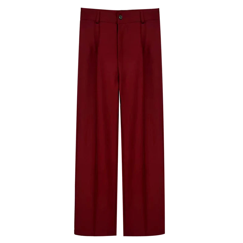 TRZA, pantalones rectos elegantes a la moda para oficina para Mujer, pantalones Vintage de cintura alta con cremallera, pantalones para Mujer