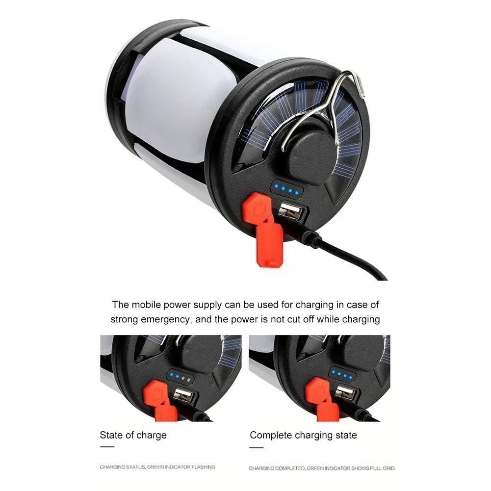 Linterna LED recargable ultrabrillante para acampar, reflector plegable, 3 modos de luz y linterna manos libres para acampar/senderismo/pesca