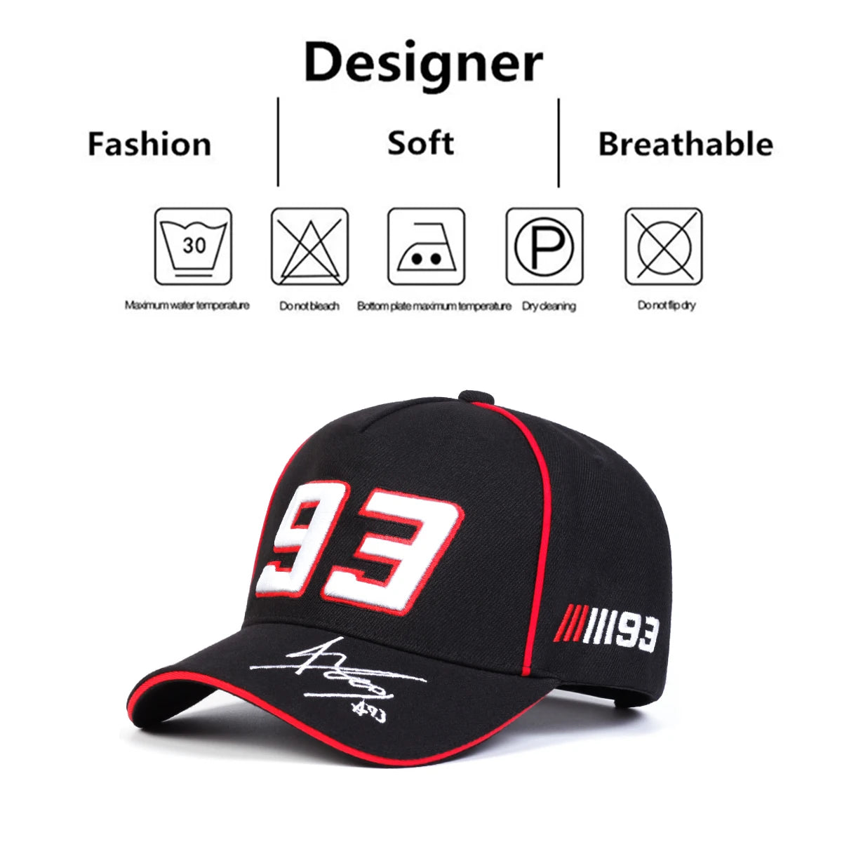 2024 nueva letra Simple 93 bordado Hip hop gorra de béisbol de moda 100% algodón Unisex ajustable deportes al aire libre gorra de sol camionero H