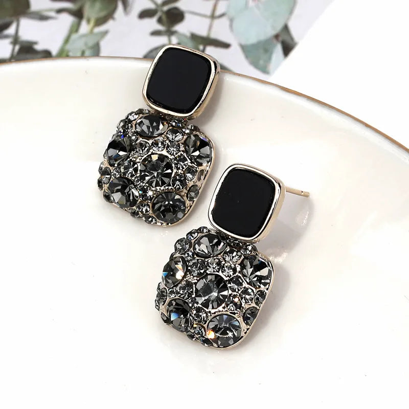 Nuevos pendientes geométricos de cristal brillante púrpura Vintage para mujer, pendientes de gota finos y encantadores, joyerÃa