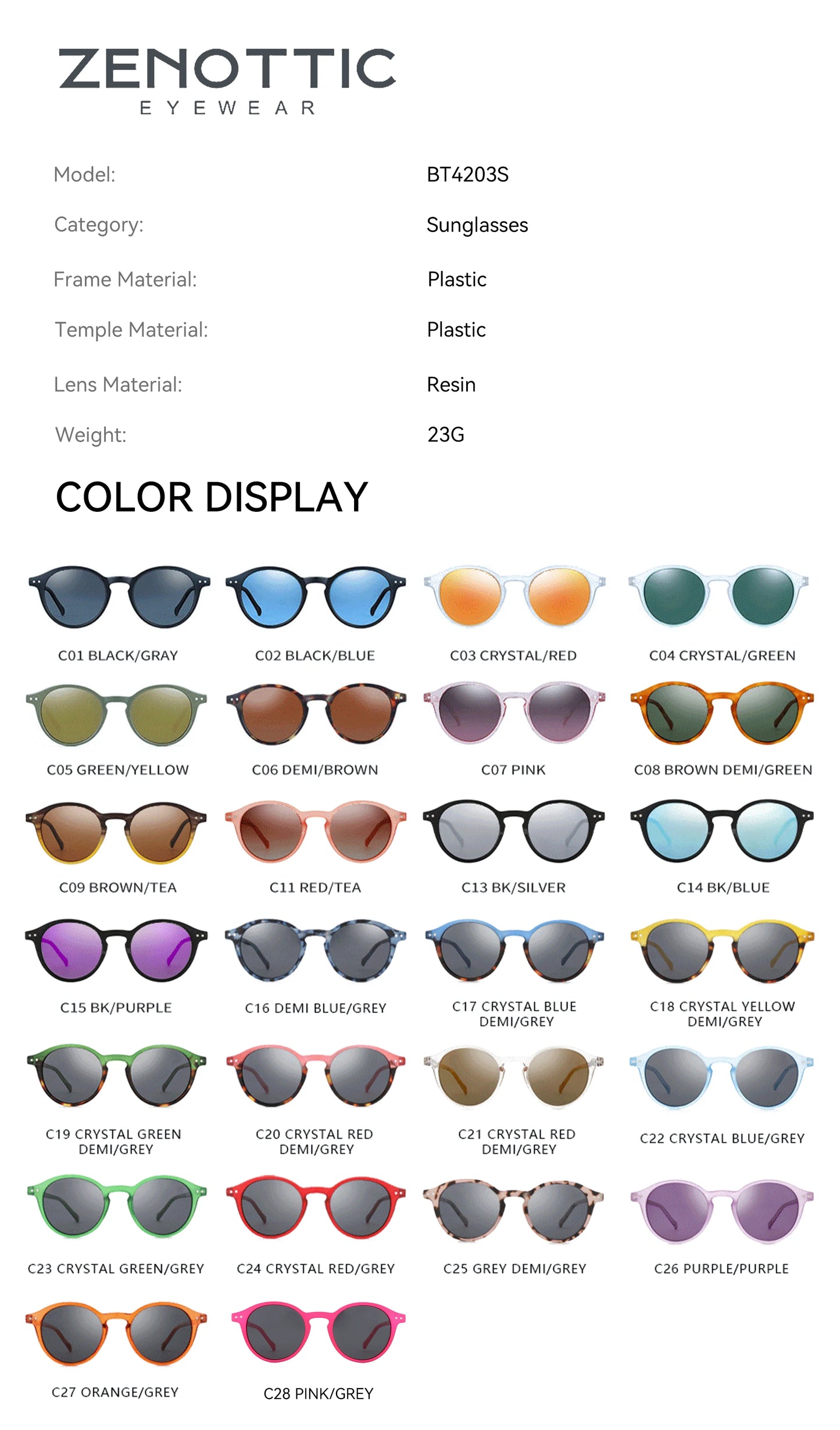 ZENOTTIC (tamaño S) gafas de sol polarizadas circulares Retro 2024 2025 hombres mujeres Vintage pequeñas gafas de sol redondas UV400 gafas de sol