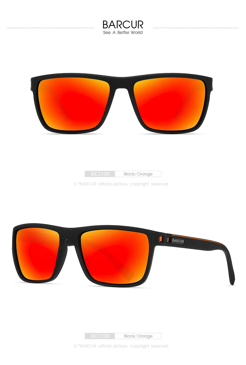 BARCUR-gafas de sol polarizadas TR90 para hombre y mujer, lentes deportivas ligeras, accesorio de protección UVAB