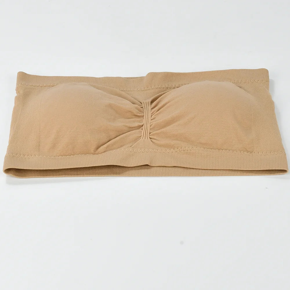 Nuevo sujetador sin tirantes para mujer con cojín para el pecho desmontable de talla grande Top elástico sin costuras para exteriores sin tirantes S-6XL